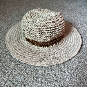 Straw Crochet Woven Sun Hat Panama Hat - beige brown
